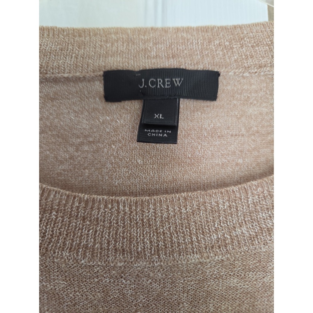 J. Crew Lightweight Linen/Merino Sweater Tan/Brown Crew Neck, XL - Picture 2 of 7